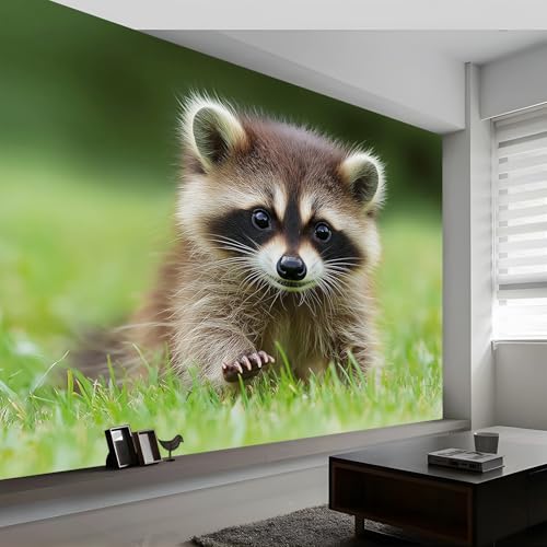 Papier peint intisse murales ours en herbe vert evite la pose de tapisserie complexe