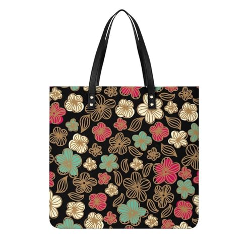 Tote bag fleur rouge et verte sac à main shopper de qualité supérieure pour femme