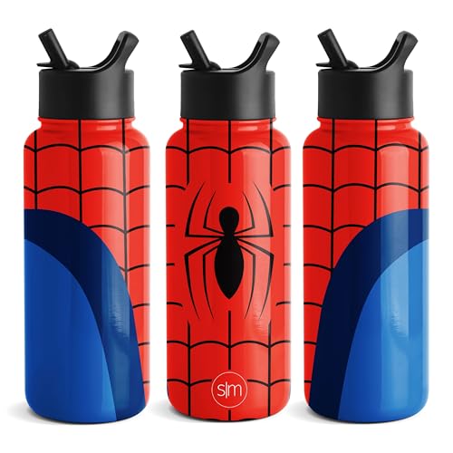 Review de Colección marvel los más solicitados. 23 Simple Modern Marvel - Botella de agua con tapa de popote, aislamiento al vacío, termo de metal de acero inoxidable, reutilizable, a prueba de fugas, para gimnasio, viajes...