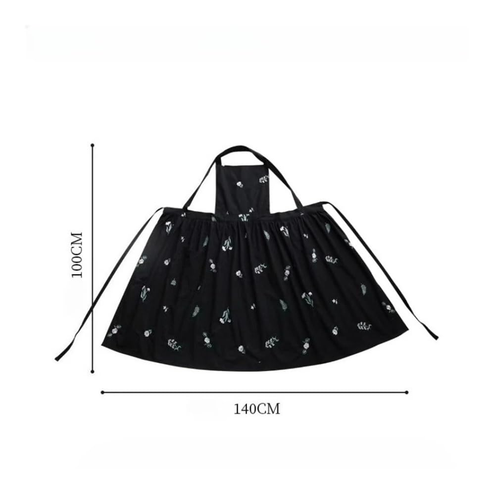 Grembiule in cotone idrorepellente con ricamo per le donne cucina giardino croce indietro lungo pieghettato grembiule cucina lavoro