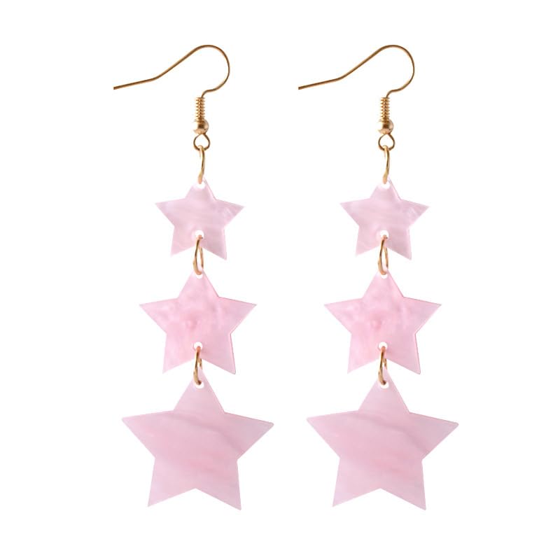 2Pairs/Set Acrylic Star Pentagram Dangle Earrings Y2k Party Fashion Jewelry 70s 80s Neon Star Earrings for Women3