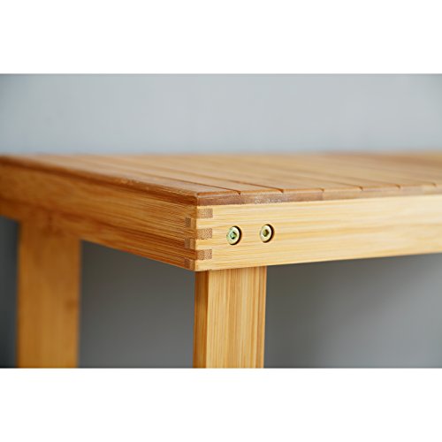 Mosa Natural Bamboo Shoe Bench (27.6" X 11.2" X 17.9"), Hallway Wood Entryway Bench Wooden Shoe Rack For Bedroom #TOP6