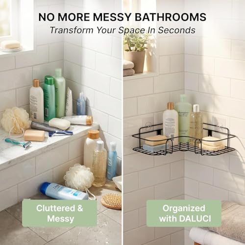 Image of TEKCOOL Pack of 2 Self-Adhesive Shelf /Storage Organizer for Bathroom and Kitchen Corner Wall Mounted Rack Shelf Bathroom Accessories Storage Rack No Drilling-Shelf Adhesive'
