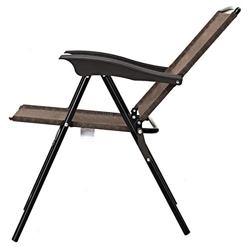 Goplus SU-3687 Folding Sling Chairs Sets Of 4, Portable Chairs For Patio Garden Pool Outdoor & Indoor W/Armrests & Adjustable Back thumb #7
