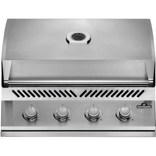 Napoleon Built-In 500 Series 32-Inch Built-In Gas Barbecue Grill Head - BI32PSS - Marine Grade Stainless Steel, Propane, 4 Main Burners, 7.5 mm Stainless Steel Grids, Dual Level Stainless Steel Sear Plates