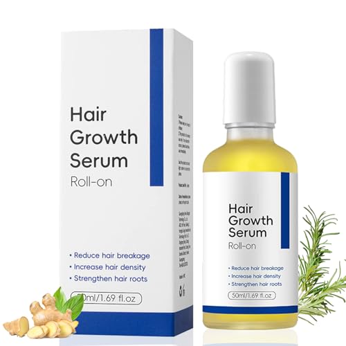 CLY AMS Sérum pour cuir chevelu avec bille roulante rafraîchissante, traitement de la croissance des cheveux pour cheveux clairsemés, essence fortifiante avec masseur, 50 ml