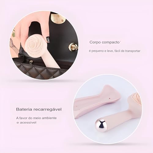 Escova Facial De Silicone Elétrico, Rolo De Vibração, Massagem Pore Cleansing Instrument, Ferramenta