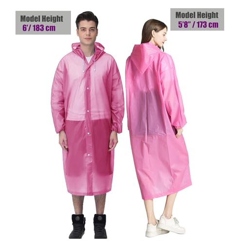 Image of Reusable Raincoats for Adults, 2 Pcs Rain Ponchos Emergency for Women Men with Hood and Drawstring