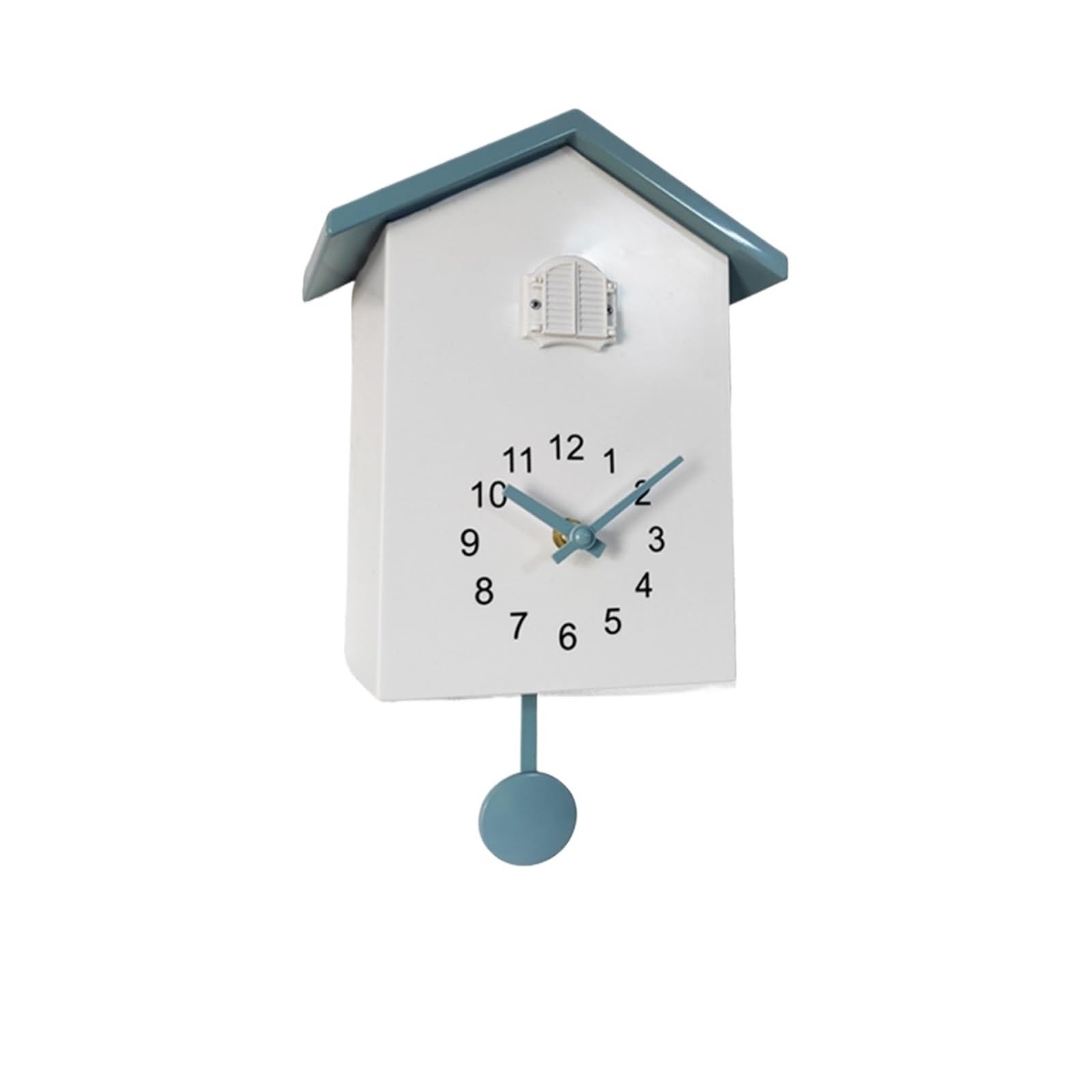 GOXQIT 1 Pcs 20x25cm Cuckoo Quartz Wall Clock Bird Home Living Room Hanging Watch Horologe Clocks Timer Office Decoration For Living Room(Blue White)