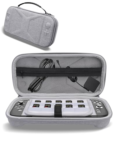 NINKI Funda de viaje portátil para Nintendo Switch 2, funda de transporte 2025, carcasa rígida de EVA, almacenamiento con 10 ranuras para juegos, bolsa de transporte de viaje para Nintendo Switch 2025