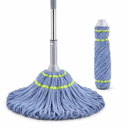 Image of Microfiber Twist Mop with Self Wringing Squeeze - Grey | Telescopic Extendable Long Handle | 360 Rotating Floor Mop for Wet & Dry Cleaning | Ideal for Tiles, Marble & Wooden Floors