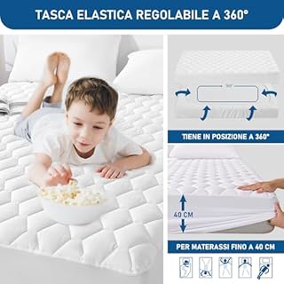 GRT Coprimaterasso matrimoniale impermeabile 180 x 200 cm – Coprimaterasso traspirante, lavabile e Oeko-Tex, con inserto per incontinenza, cucito con motivo a esagoni in materiale silenzioso