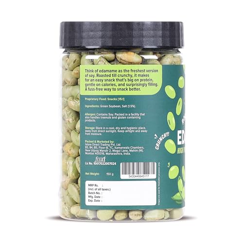 Image of Urban Platter Roasted Salted Edamame, 150g (46% Protein, 14% Fiber, Lightly Salted Young Green Soybeans, Highest Plant Protein Supersnack)