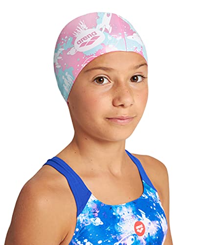 Arena Junior Silicone Unisex Print Swim Cap For Boys And Girls Comfortable Durable Kids’ Pool Bathing Cap, One Size, Toucans #TOP2