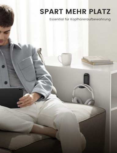 Lamicall Headset Halterung, Kopfhörer Halter - [Faltbar & Klein] Selbstklebender Gaming Headset Ständer für Schreibtisch/Wand, Kopfhörerhalter Headphone Haken Kleben für Airpods Max, Gaming Zubehör