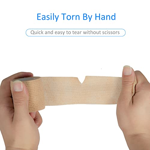 Cohesive Bandage Wrap 2" x 5 Yards, Self Adherent Vet Wrap 5CM x 4.5M Self Adhesive Bandage Tape for Wrist & Ankle Sprain Swelling Breathable Elastic Pet Bandage Grip Cover Skin Color (12 Roll) - Image 4