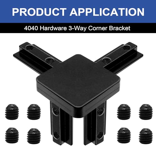Image of 12pcs 4040 Hardware 3-Way Corner Bracket Angel Connector 4040 Aluminum Extrusion V-Slot Accessories T-Slotted with Screws for 4040 Aluminum Profile 3D Printer Frame Accessories Black