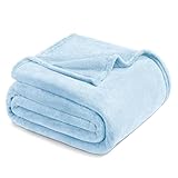 Exclusivo Mezcla Fleece Blankets Queen Size for Bed, Super Soft and Warm, All Season, Cozy, Plush, Lightweight, 90x90 Inches, Ice Blue