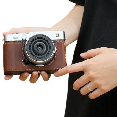 For Fujifilm X-E5専用 ケース 牛革+アルミ合金 カメラ用保護カバー ハーフカバー 耐震・耐衝撃・衝撃吸収・傷つき防止 アクセサリー X-E5 取付簡?