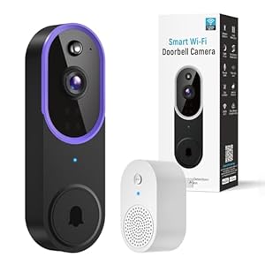 1080P Smart Video Doorbell Included Chime, Night Vision, Wide-Angle Lens, Battery Powered, Human Detection, Security Camera Wireless for Indoor Surveillance