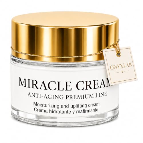 Onyxlab Crema Facial Miracle 40+ Efecto Lifting Inmediato y Reafirmante con Ácido Hialurónico, Péptidos y Manteca de Karité, Aceites BIO – Antiedad y Hidratante, Día y Noche, 50 ml, Hecho en España