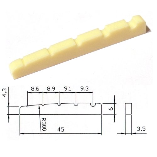 1 x 5 string bass guitar top nut 45mm