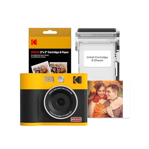 KODAK Mini Shot 3 ERA 4PASS 2-in-1 Instant Camera and Photo Printer (3x3 inches), Initial 8 Sheets +...