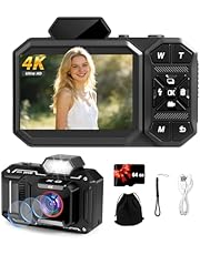 Digital Camera, 4K FHD Vlogging Camera for YouTube with 64GB Card, 64MP Autofocus Anti-Shake/Date Stamp, Compact Travel Camra for Photography, Point and Shoot Cam for Teens Beginners Boys Girls 2026