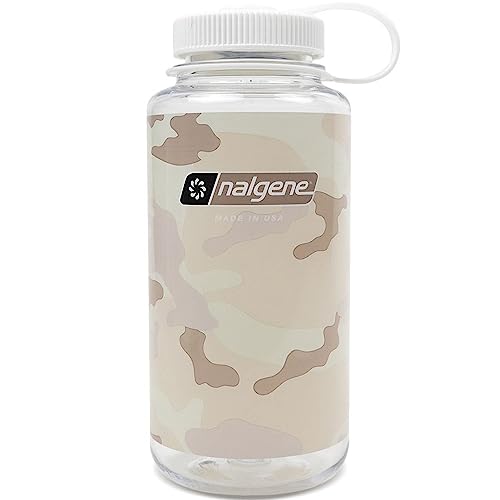 Image of Nalgene 32 oz Wide Mouth Water Bottle, Camo Clear | BPA-Free, Durable & Lightweight, Leak Proof, Dishwasher Safe, Large Reusable Plastic Bottle for Hiking, Gym, Work & Travel