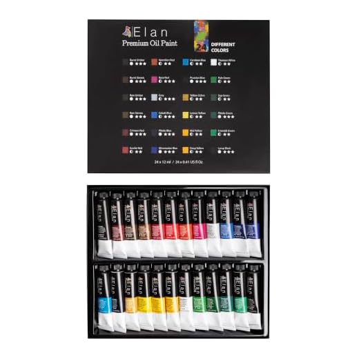 Elan Professional Oil Paint Set, 24 Vibrant Colors Mini Tubes 0.4fl oz, Oil Paints for Canvas Painting, Art Paints for Adults & Artists