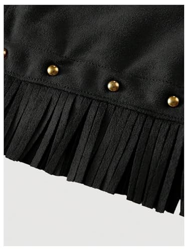 WDIRARA Women's Faux Suede Fringe Skirt High Waisted Tassel Western Mini Skirts4