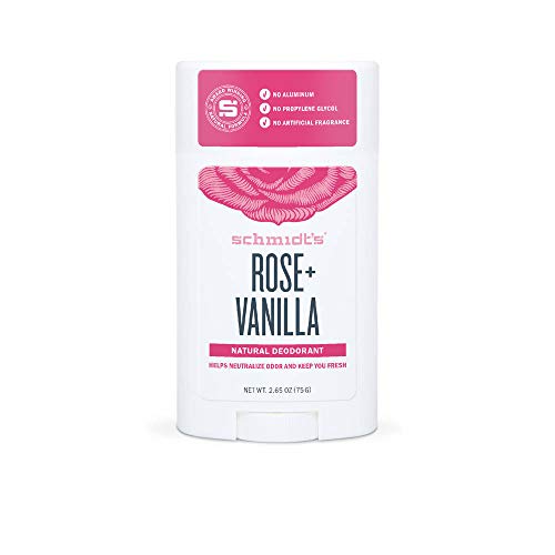 Schmidt's Rose and Vanilla Vegan and Cruelty-free Natural Deodorant Stick 24-hour Odour Protection 75 g