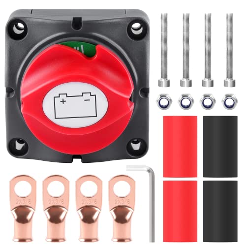 Battery Disconnect Switch 12V-48V 275A Waterproof Marine Cut Off Switch for Car, RV, Boat, ATV, UTV (On/Off)
