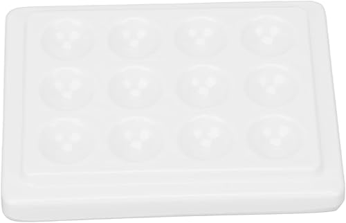 Miniatura 4 de Paleta de pintura de porcelana, suave y reutilizable de 12 pocillos, paleta de pintura de acuarela de color blanco puro con cubierta para artistas