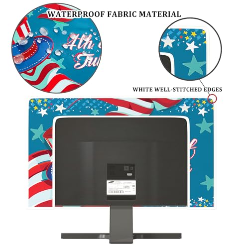 Image of 4th of July Monitor Dust Cover 22, 23, 24, 25 Inch American Flag Stars and Stripes Independence Day Panel Case Computer Screen Protective LCD /LED /HD Water Proof Computer Covers for Desktop PC