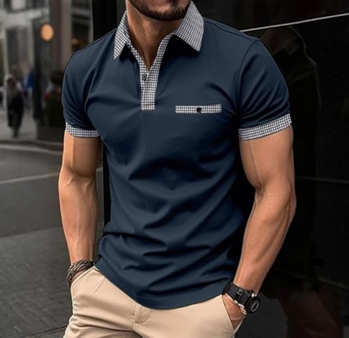 Mens Casual Polo Shirts Short Sleeve Button Golf Slim Fit T Shirt Summer Classic Stylish Tops