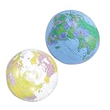 VILLFUL 2 Piezas Bolas de Playa Inflables Globo Terráqueo PVC Transparente y Azul Juguetes Flotantes para Piscina Fiesta y Playa