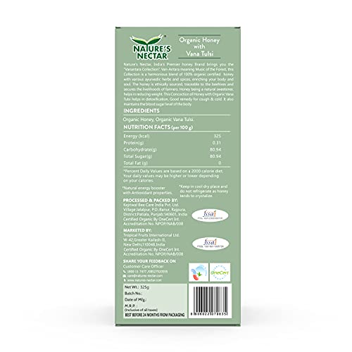 Image of Nature's Nectar Organic Honey with Vana Tulsi 325g