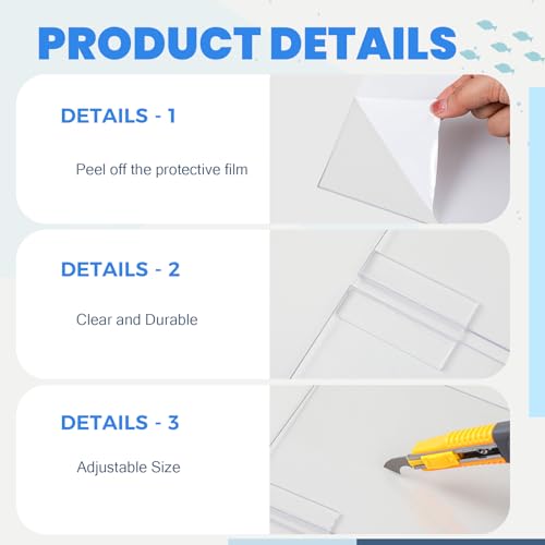 Image of Sieral Aquarium Polycarbonate Canopy Set 29 x 11.38 x 0.12 Inch for 20 /29 /37 Gallon Without Center Brace Aquariums Cover Fish Tank Lid with a Hook Knife, Clear