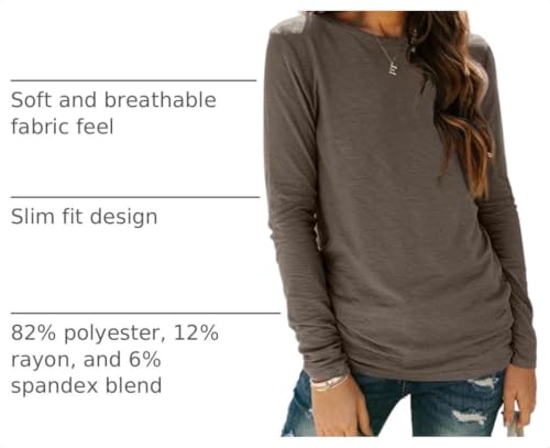 Image of AUTOMET Women's Long Sleeve Crewneck Shirts Casual Basic Tops