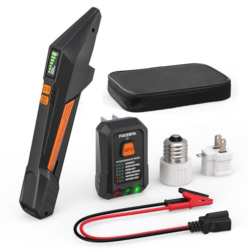 Focemta Circuit Breaker Finder and GFCI Outlet Tester – Digital Receiver with Color Screen & NCV Detection for Home Electrical Safety Including Carrying Case and Adapters 90-135V AC Circuits - FTCT02