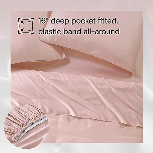 Sijo AiryWeight Tencel Sheet Set, 100% Lyocell Derived from Eucalyptus, Buttery Soft, Architectural Digest 2022 Best Cooling Sheets Winner - 3pc - 2 Pillowcases 1 Fitted (Blush, Full)