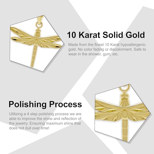 Gold Dragonfly Charm Pendant - 10 Karat Gold - Dragonfly Insect Jewelry - Animal Jewelry2