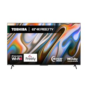 Toshiba 65UV2F53DBU 4K Smart VIDAA TV, Ultra HD, HDR10, Freely, Disney+, Prime Video, Netflix, Dolby Atmos, Dolby Vision, Sound by Onkyo, Works with Alexa, Works with Google Assistant, VIDAA Voice
