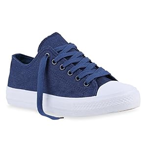 stiefelparadies stiefelparadies Damen Schuhe 139831 Sneakers Weiss Denim Blau 39 Flandell