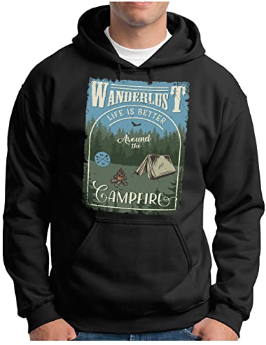 Sweat à capuche pour camping avec inscription thématique outdoor pour homme
