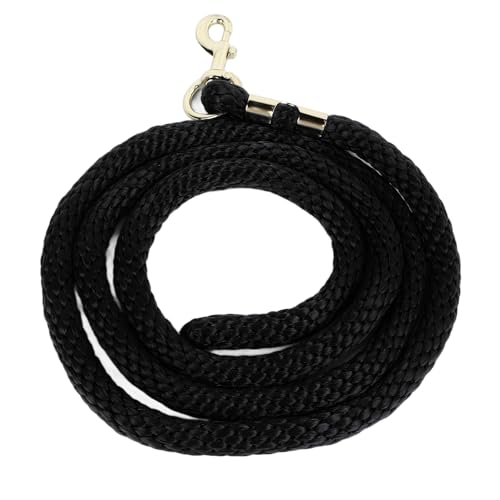 Alomejor High Tensile Horse Training Rope with Snap, Thickened Rope, 2m Length, Large Horse Hook, Comfortable Hand Feeling, Safe and Reliable, Suitable for Traction and Walking for Equestrians (Black)