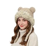 Bear Beanie – warme Kopfbedeckung für den Außenbereich, warme Mütze mit Ohrenklappen, für Skifahrer, Snowboarder, Wanderer, Läufer, Shopping, Reisende, Skifahren, Wandern, tägliches Pendeln