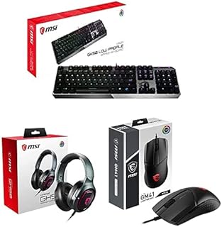 MSI VIGOR GK50 LOW PROFILE Mechanical Gaming Keyboard with MSI IMMERSE GH50 7.1 Virtual Surround Sound RGB Gaming Headset and MSI CLUTCH GM41 LIGHTWEIGHT RGB FPS Gaming Mouse (upto 16000 DPI Sensor)