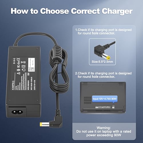 90W Chargeur pour Toshiba Satellite C50 P50 C55 L505 L755 C655 C675 C850 – vue 3